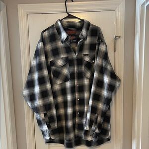 DIXXON Black and White Plaid Casual Button Down Shirt